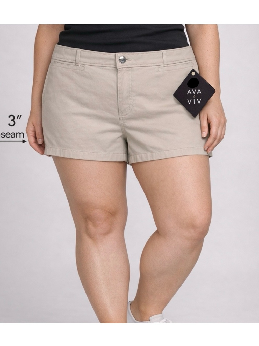 Ava & Viv High Rise Smart Shorts (Beige - Size 16)